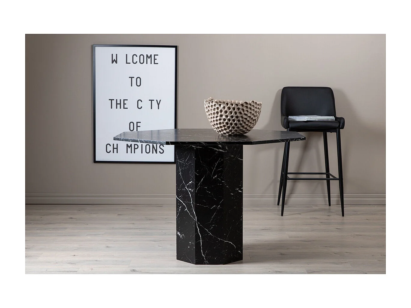 Table à Manger Octogonale "Marbs" 110cm Noir