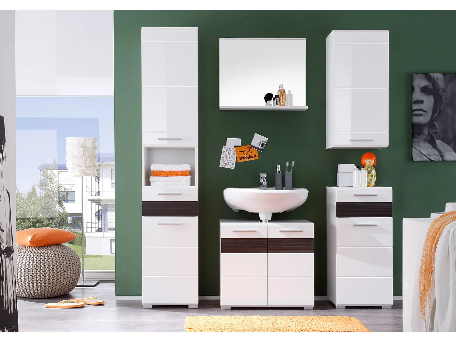 Mezzo Miroir pour salle de bain, blanc.