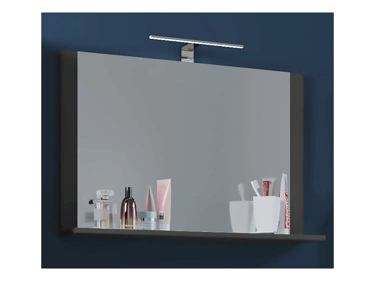 VCM miroir de salle de bain miroir mural miroir suspendu salle de bain miroir Lendas étagère (anthracite|80)
