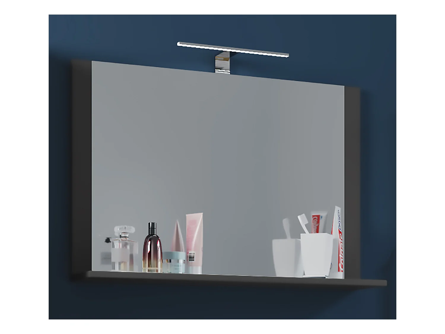 VCM miroir de salle de bain miroir mural miroir suspendu salle de bain miroir Lendas étagère (anthracite|80)