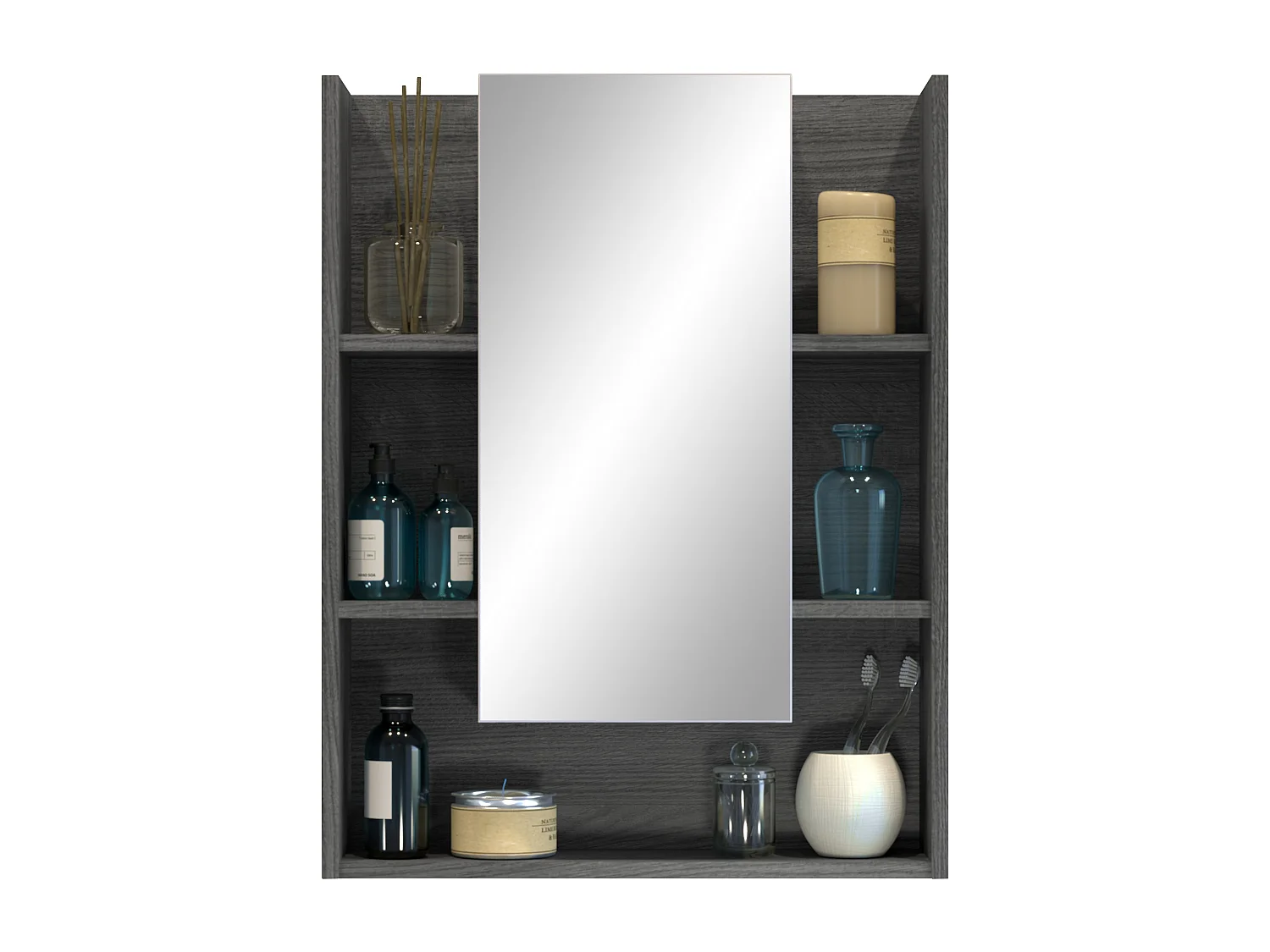 Matgrijze wandkast met Daisy spiegel 60 cm