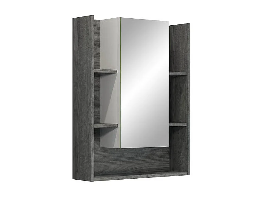 Matgrijze wandkast met Daisy spiegel 60 cm