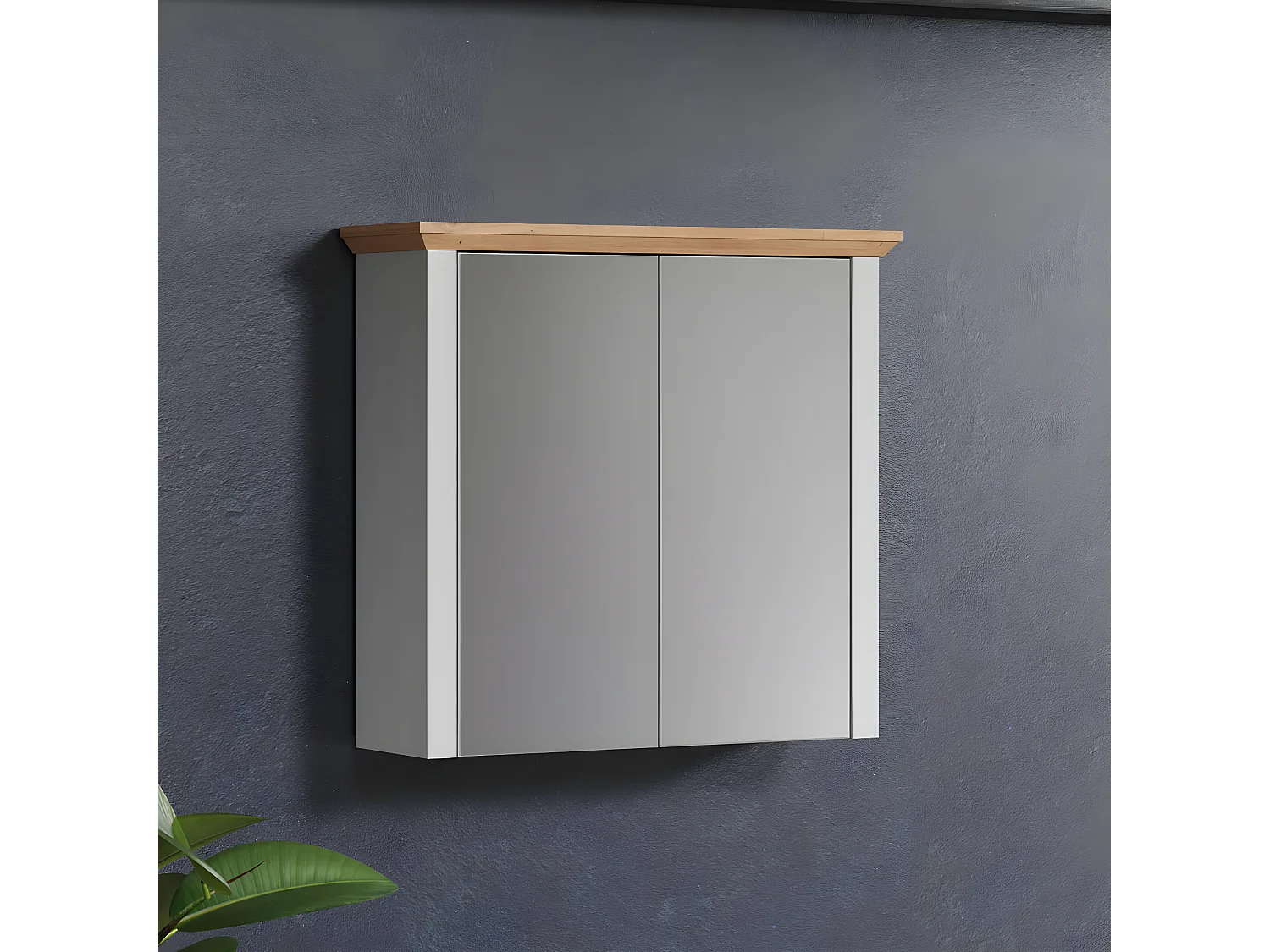 Landside armoir de salle de bain avec miroir 2 portes, gris.