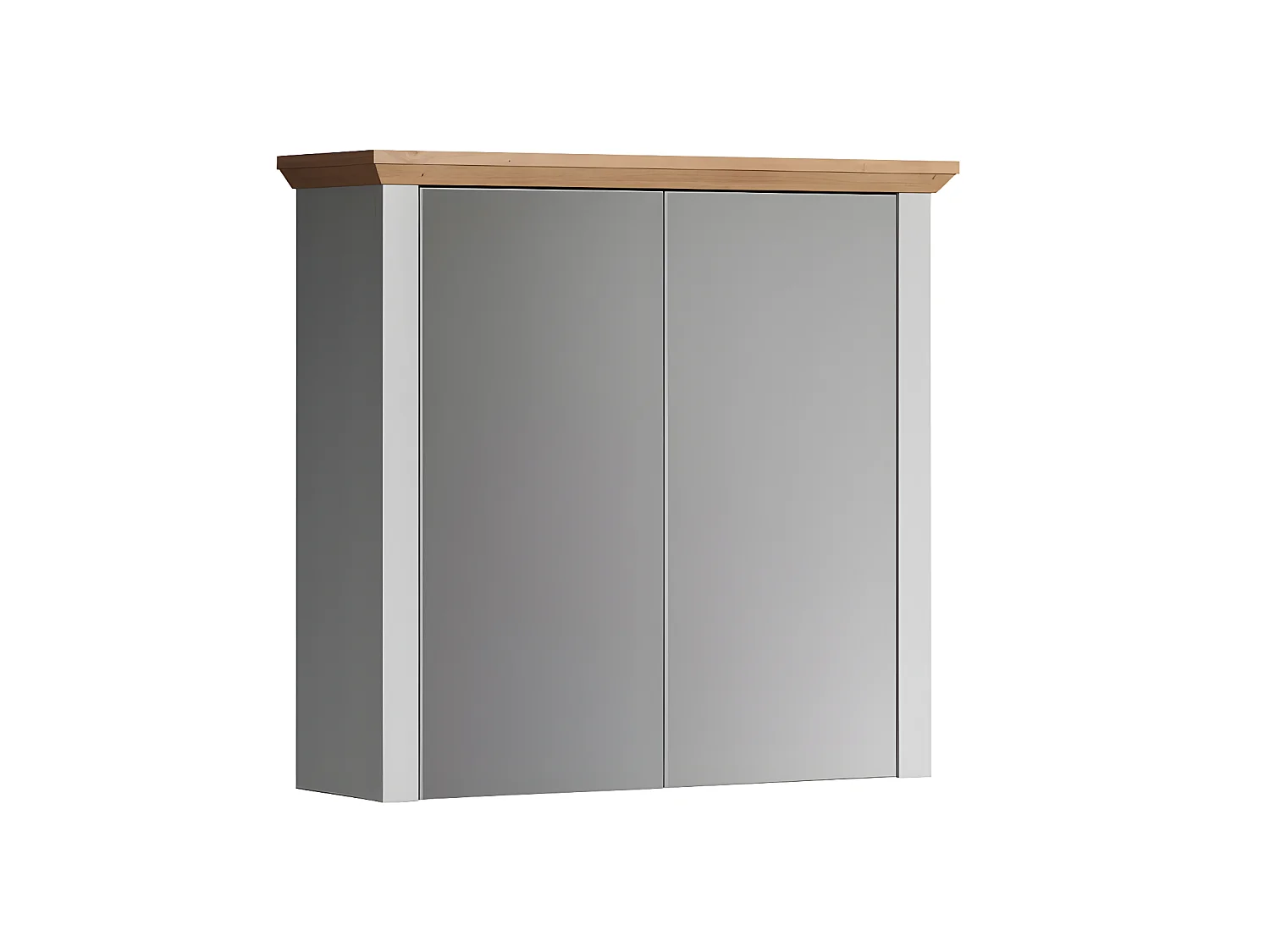 Landside armoir de salle de bain avec miroir 2 portes, gris.