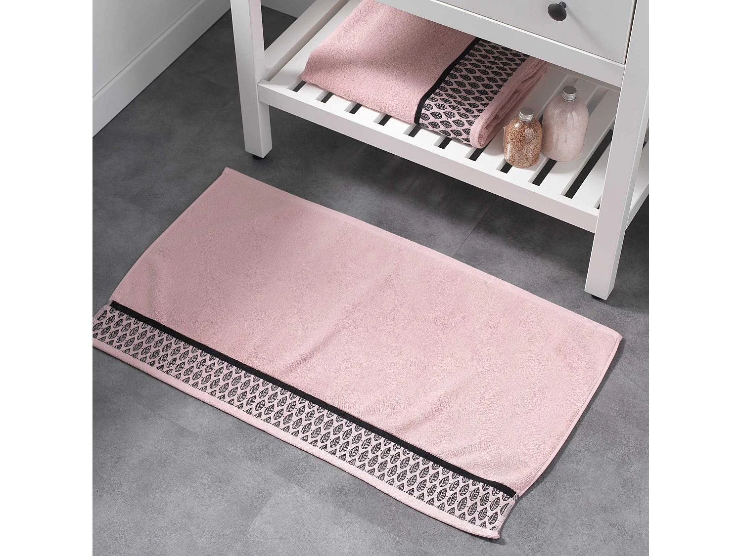 Tapis de Bain Imprimé "Botanica" 50x85cm Rose