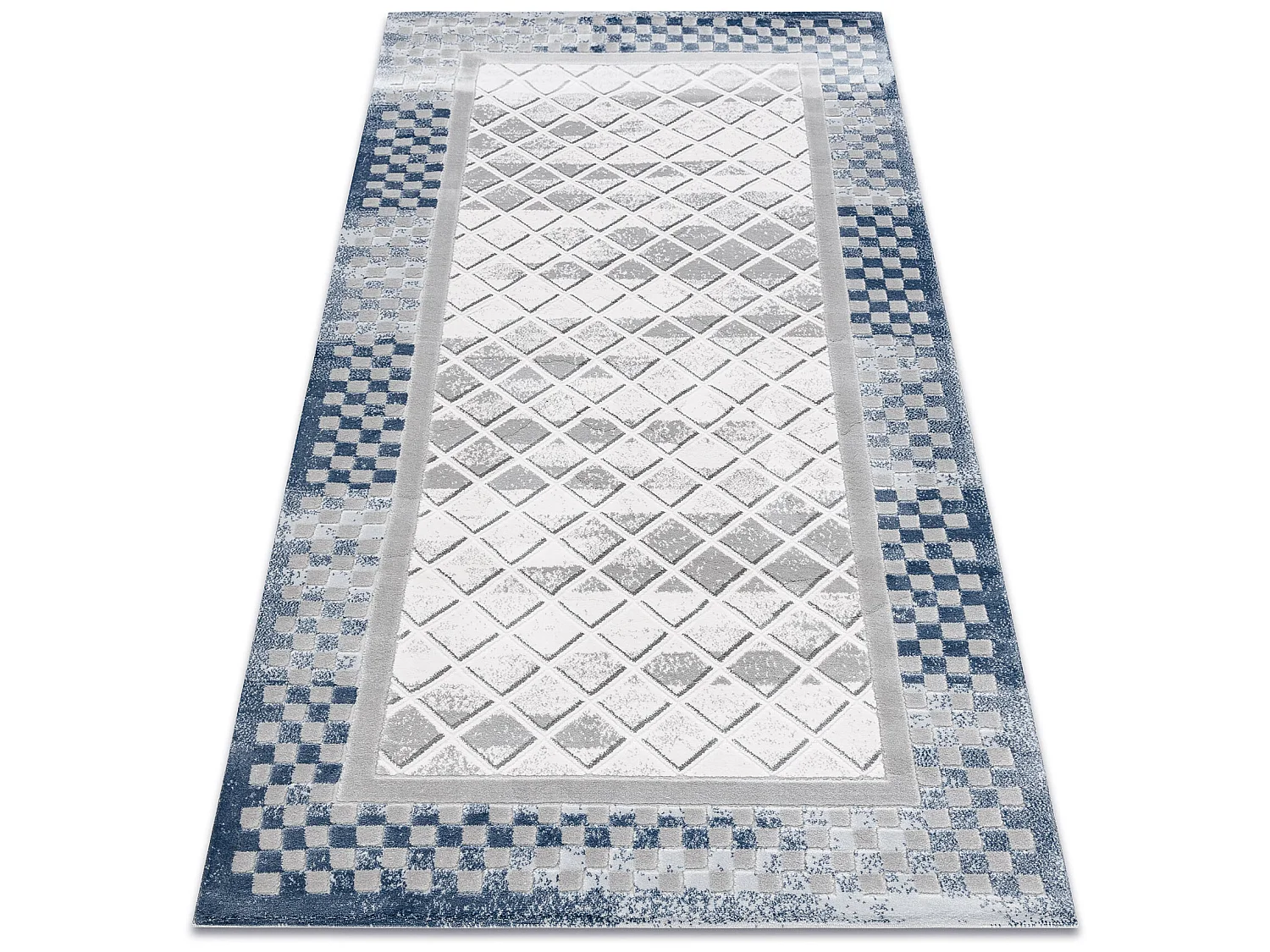 Tapis ACRYLIQUE VALS 103 Géométrique, cadre spatial 3D gris / ivoire 80x100 cm