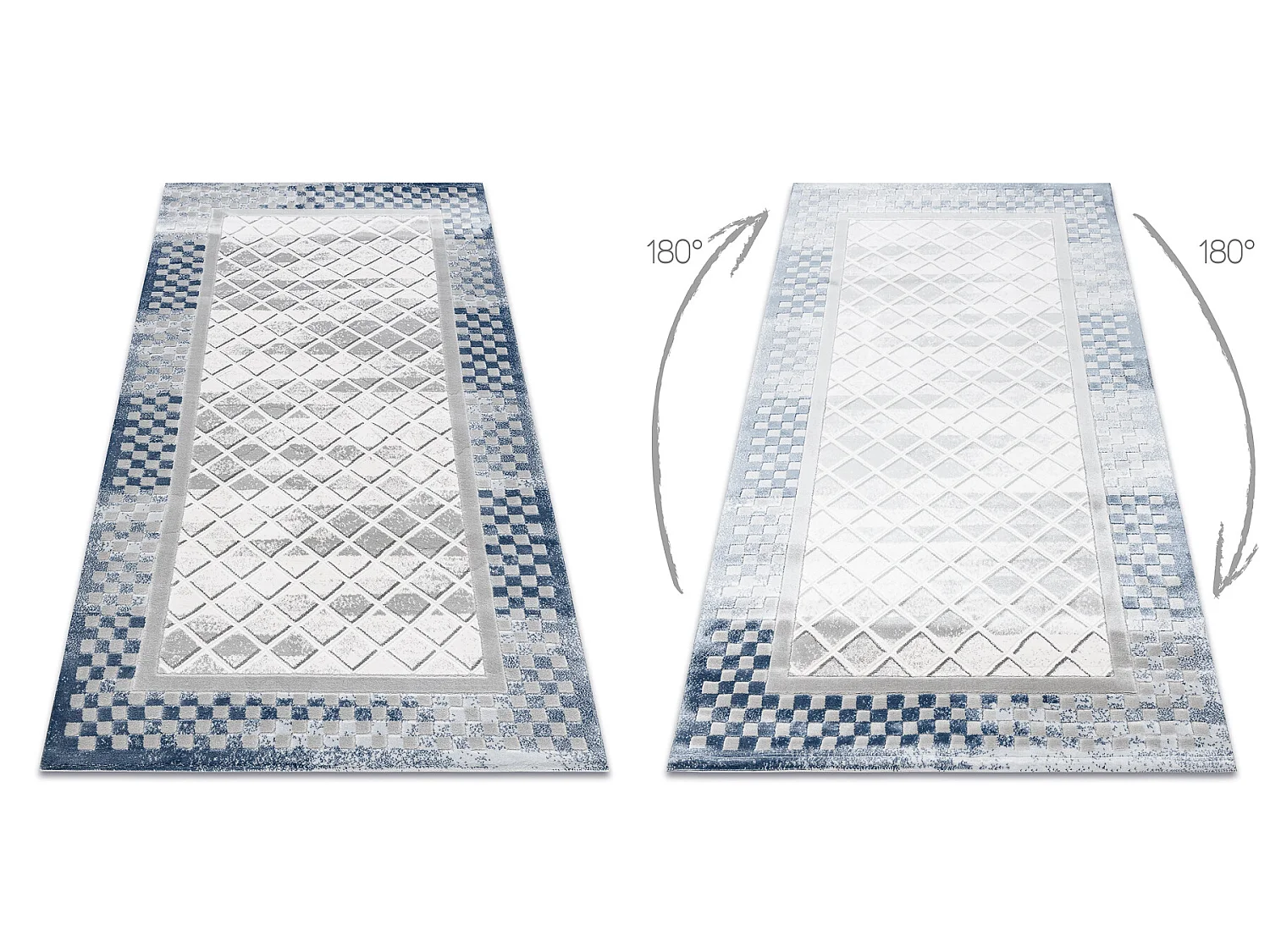 Tapis ACRYLIQUE VALS 103 Géométrique, cadre spatial 3D gris / ivoire 80x100 cm