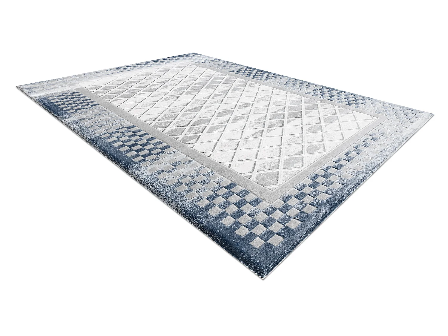 Tapis ACRYLIQUE VALS 103 Géométrique, cadre spatial 3D gris / ivoire 80x100 cm