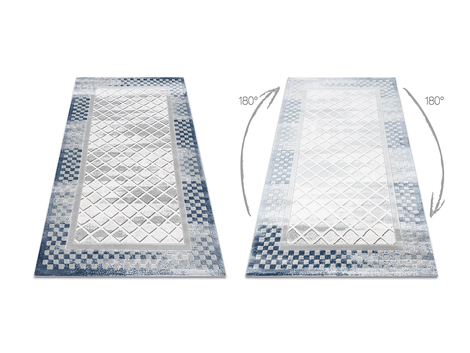 Tapijt ACRYL VALS 103 Geometrisch, kader ruimtelijk 3D grijskleuring / 80x100 cm