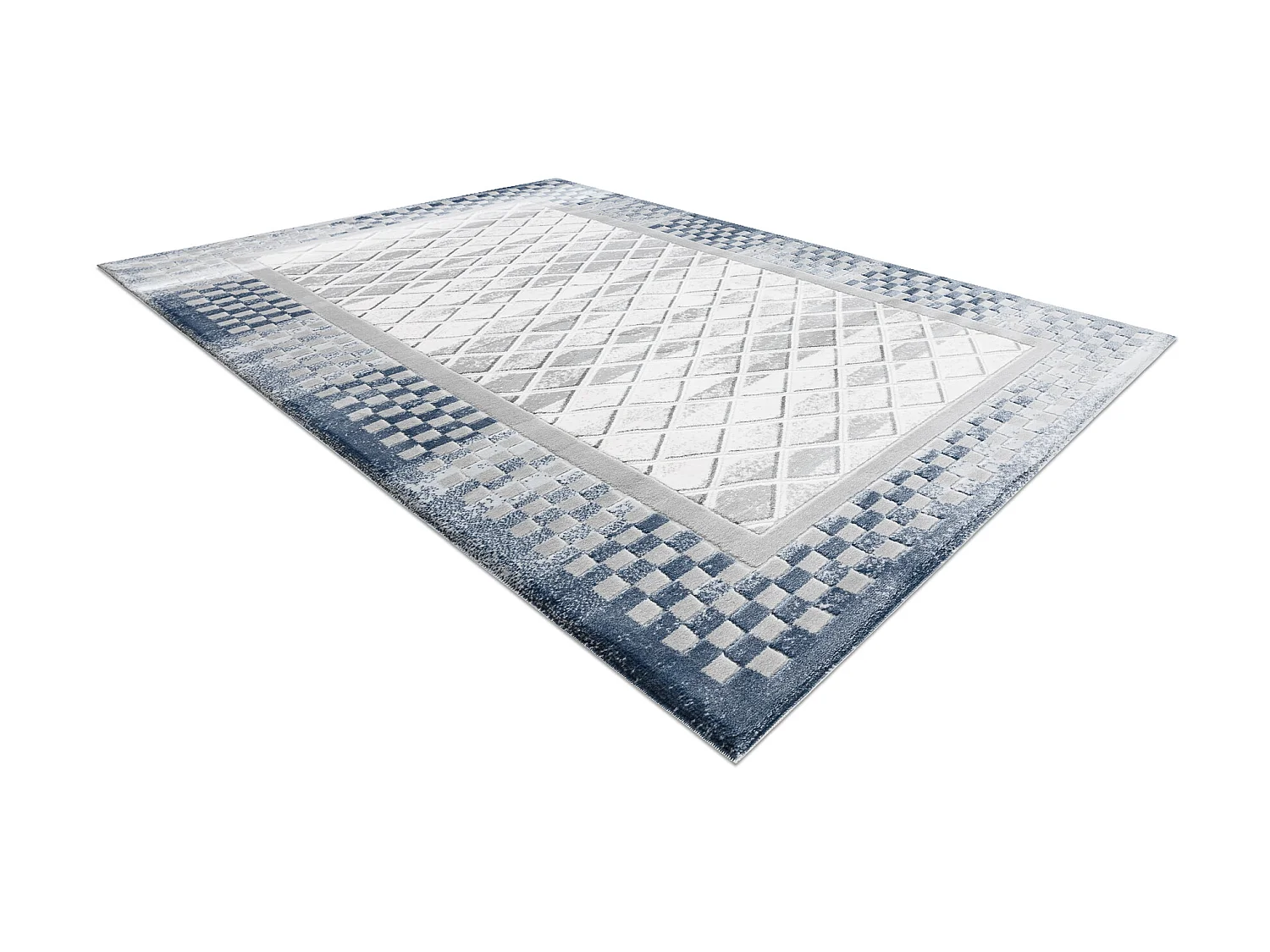 Tapijt ACRYL VALS 103 Geometrisch, kader ruimtelijk 3D grijskleuring / 80x100 cm