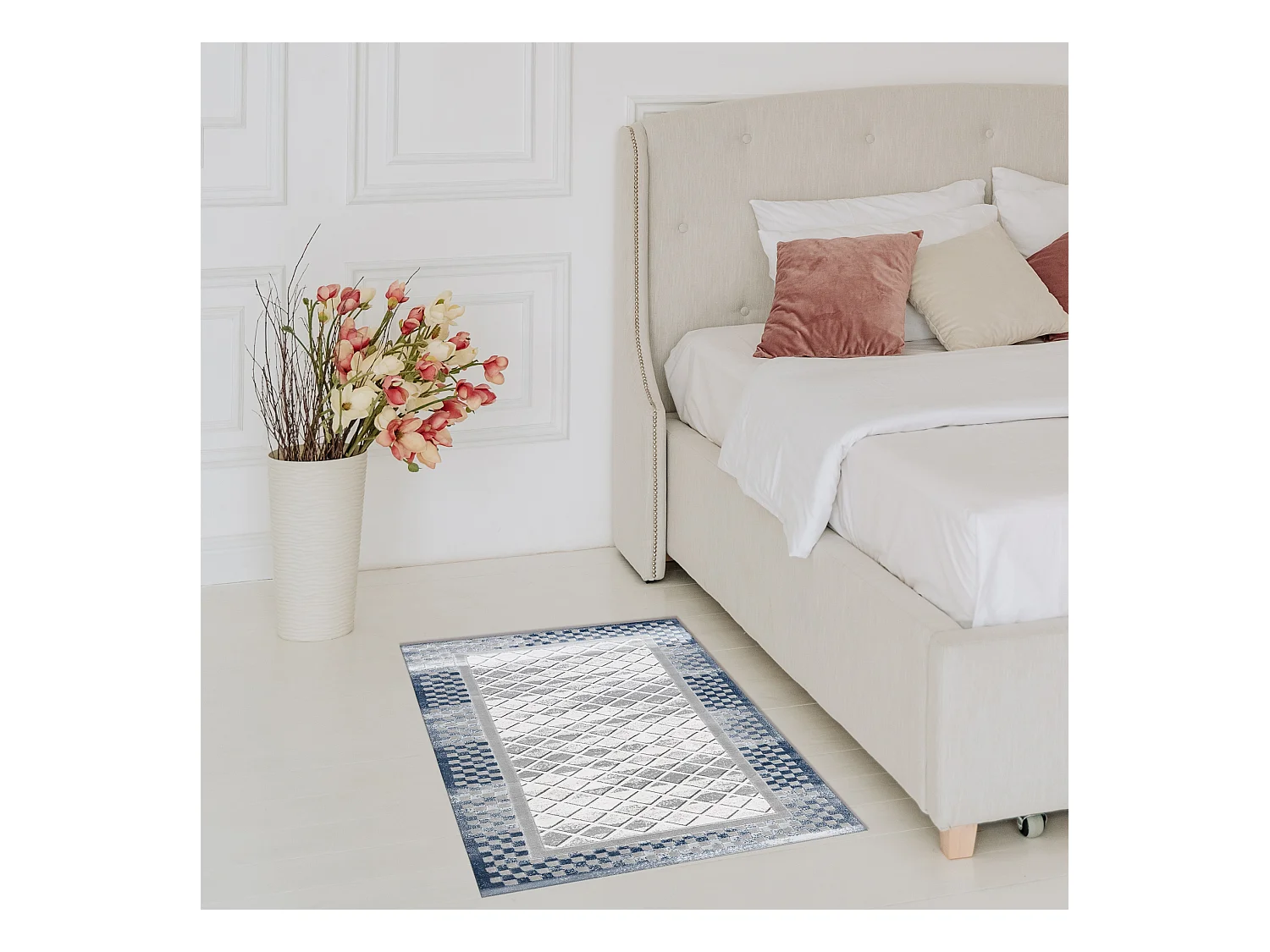 Tapijt ACRYL VALS 103 Geometrisch, kader ruimtelijk 3D grijskleuring / 80x100 cm