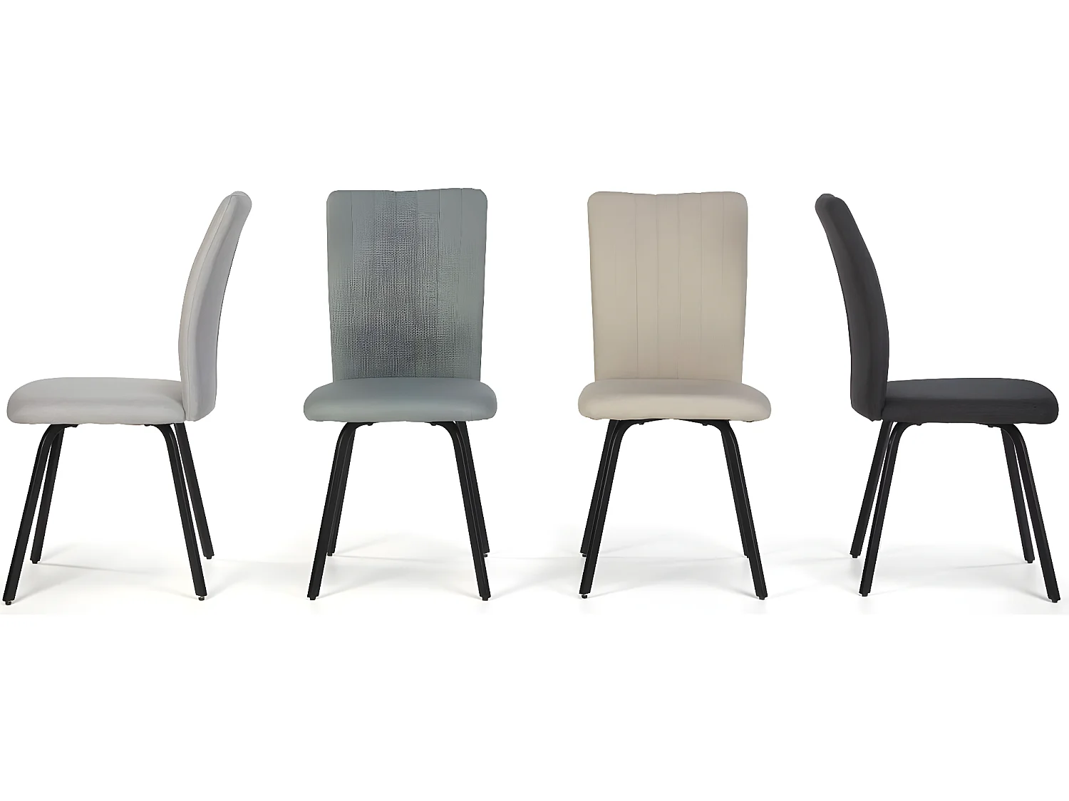 Lot de 4 chaises en tissu gris foncé - Lonni