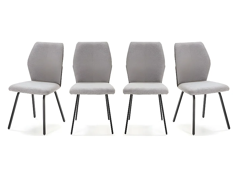 Lot de 4 chaises en tissu gris clair et simili - Garance