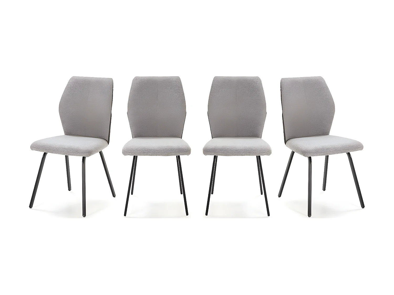 Lot de 4 chaises en tissu gris clair et simili - Garance