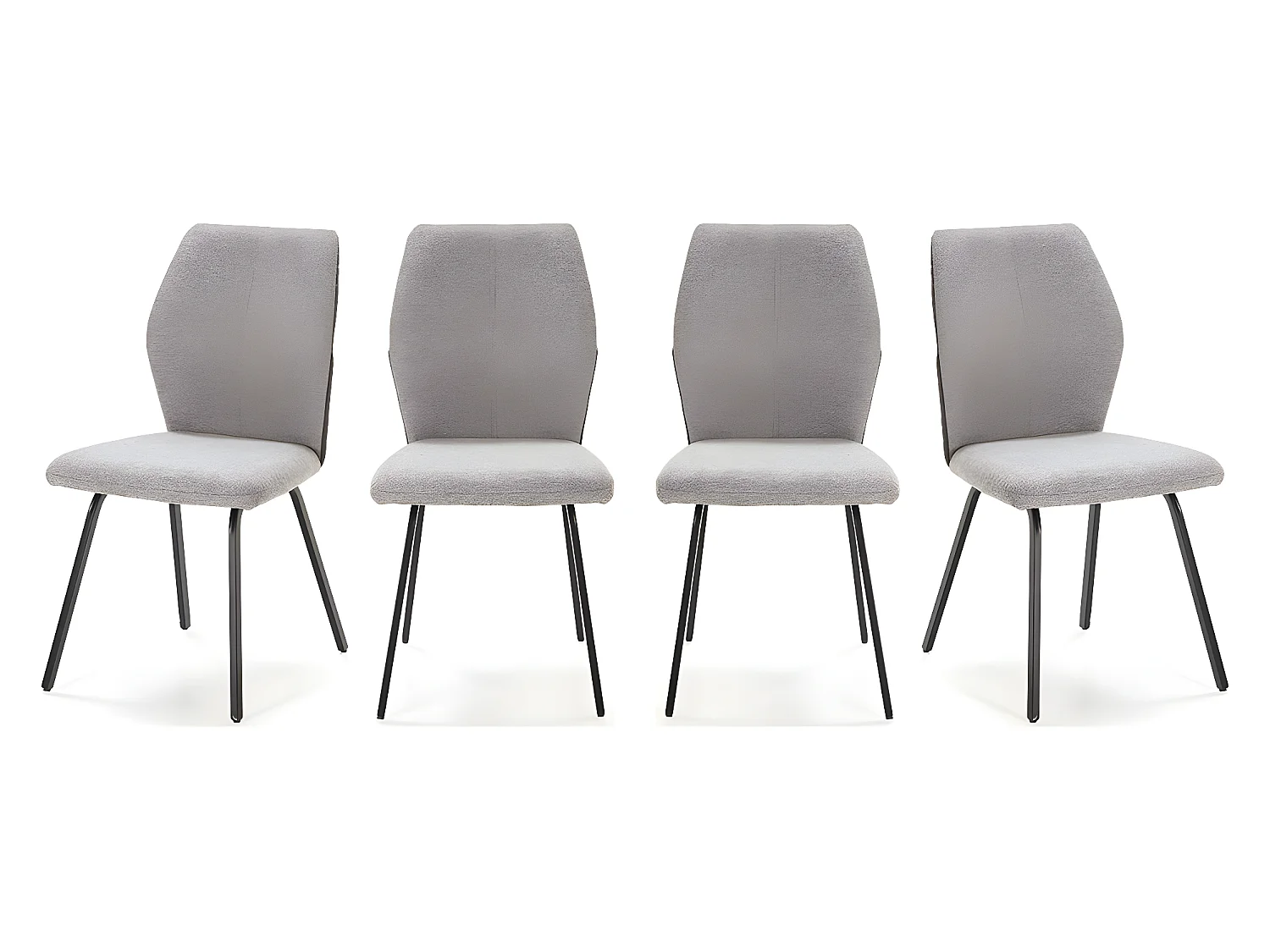 Lot de 4 chaises en tissu gris clair et simili - Garance