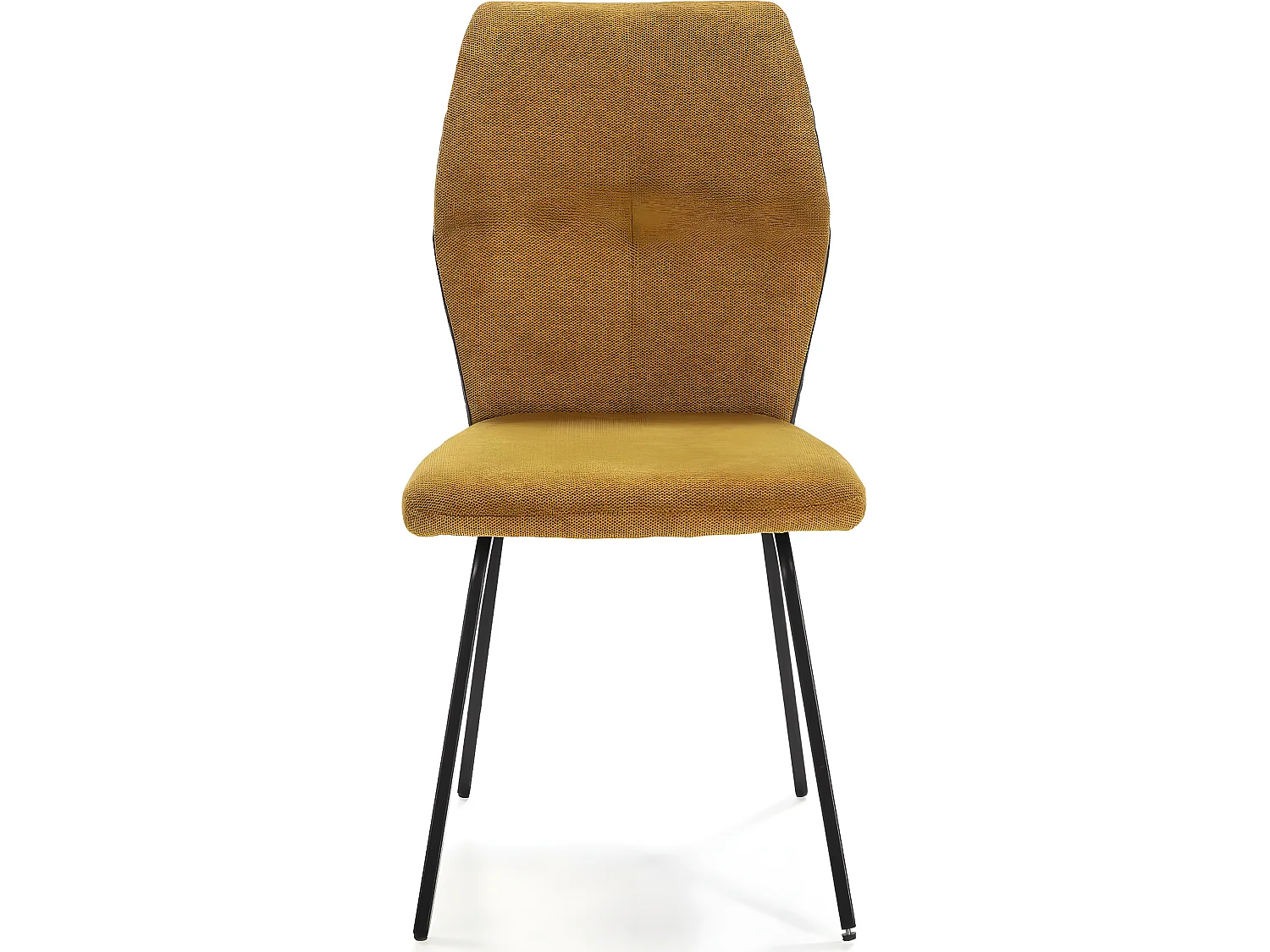 Lot de 4 chaises en tissu jaune moutarde et simili - Garance