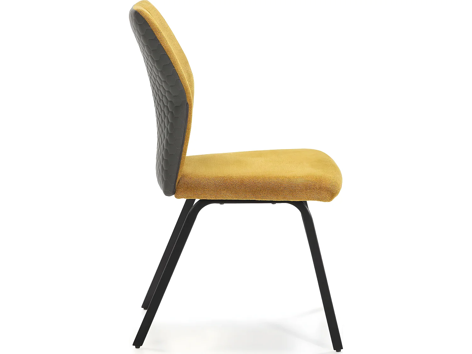 Lot de 4 chaises en tissu jaune moutarde et simili - Garance