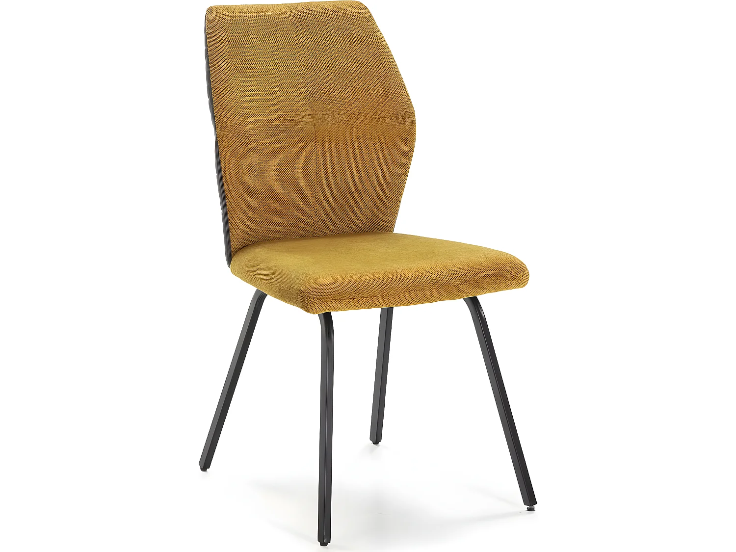 Lot de 4 chaises en tissu jaune moutarde et simili - Garance