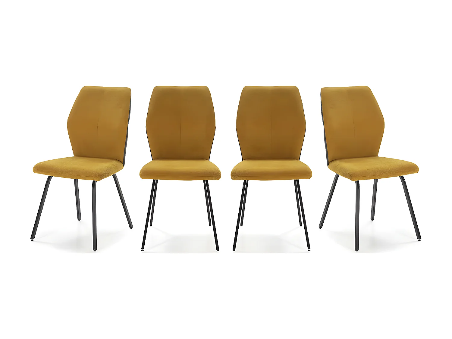 Lot de 4 chaises en tissu jaune moutarde et simili - Garance
