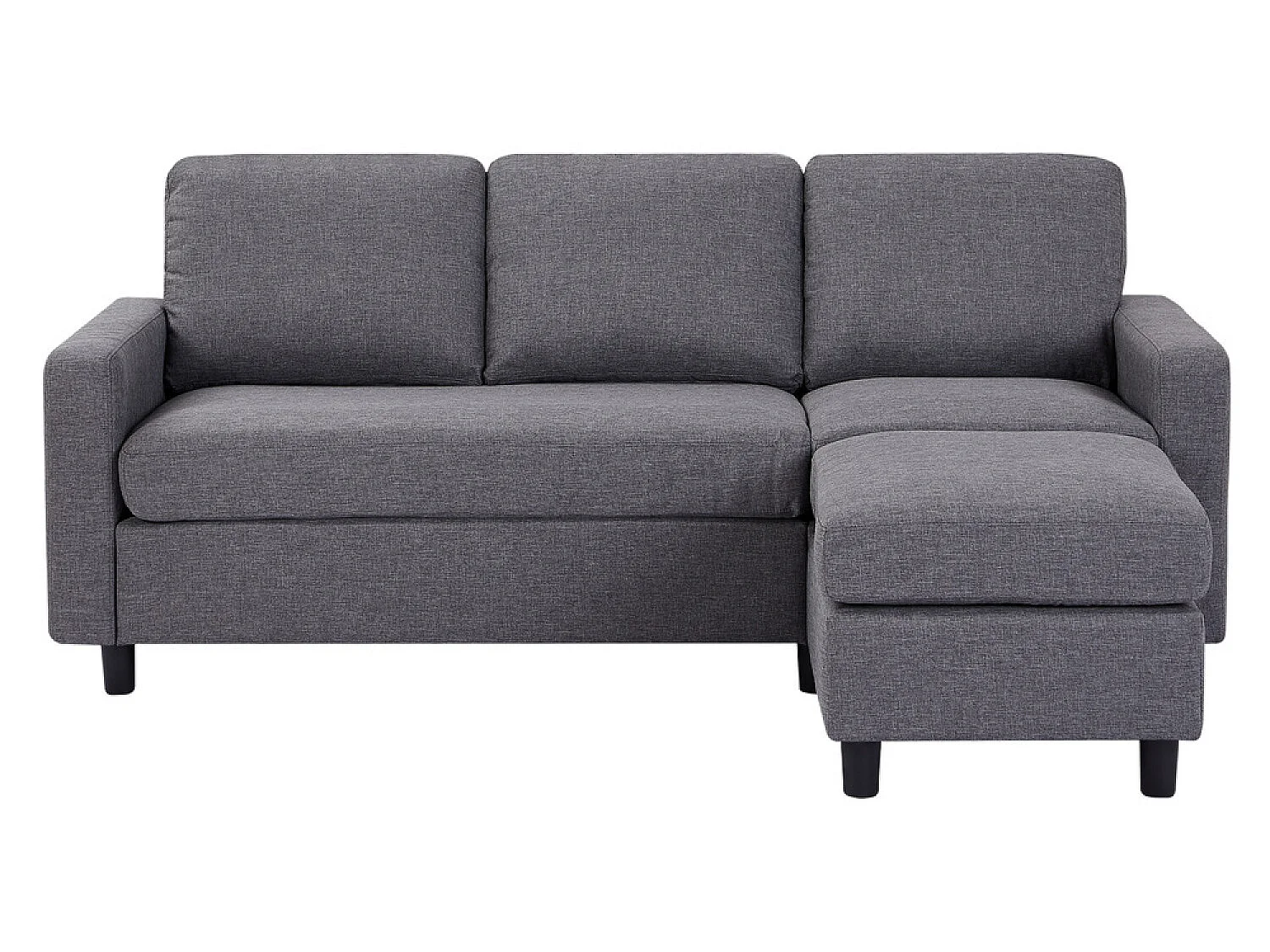 Canapé modulable 3 places + 1 pouf tissu gris CORK