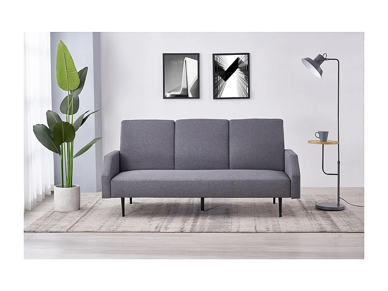 3-Sitzer Schlafsofa aus Stoff, grau DUBLIN