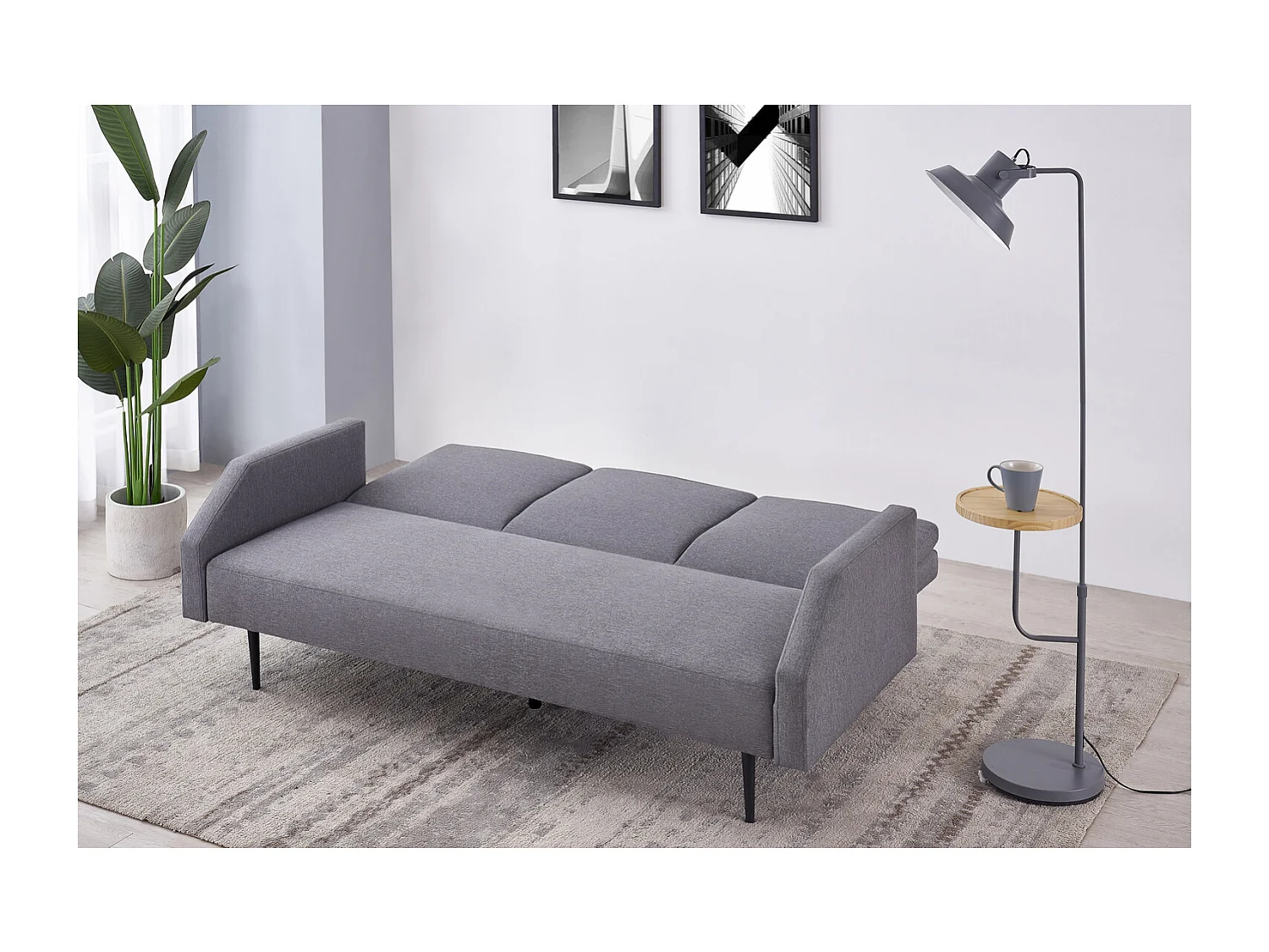3-Sitzer Schlafsofa aus Stoff, grau DUBLIN