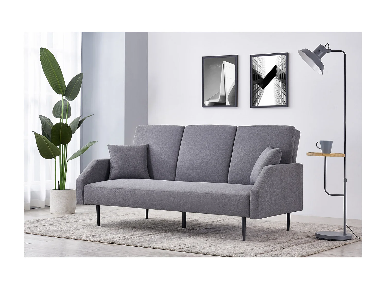 3-Sitzer Schlafsofa aus Stoff, grau DUBLIN