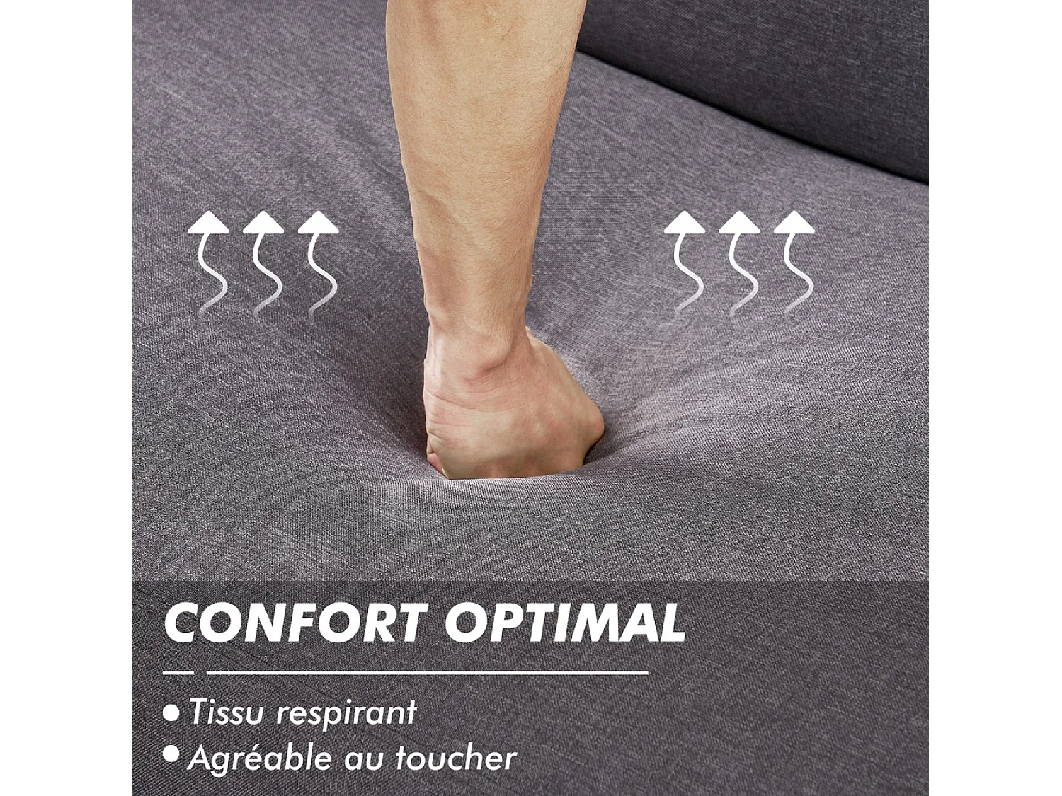 3-Sitzer Schlafsofa aus Stoff, grau DUBLIN