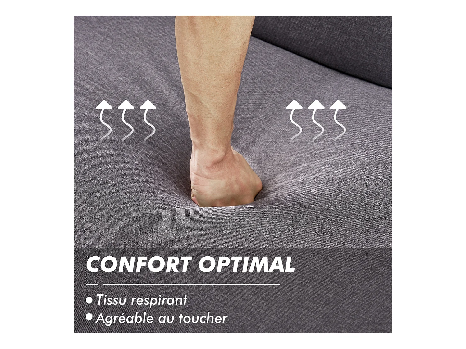 Canapé convertible 3 places tissu gris DUBLIN