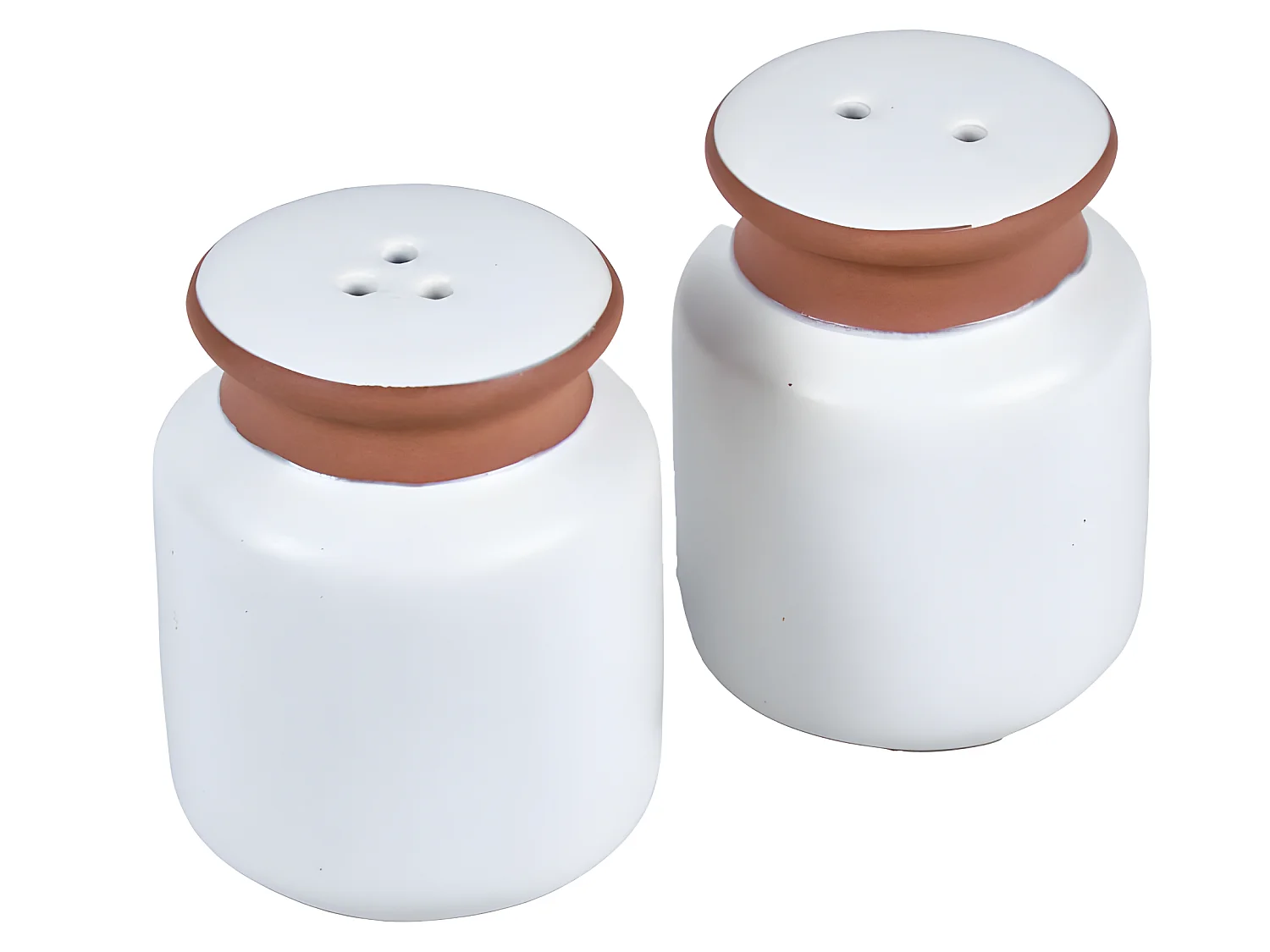 Set salière et poivrière en grès blanc H. 6 cm - SEILO 0200