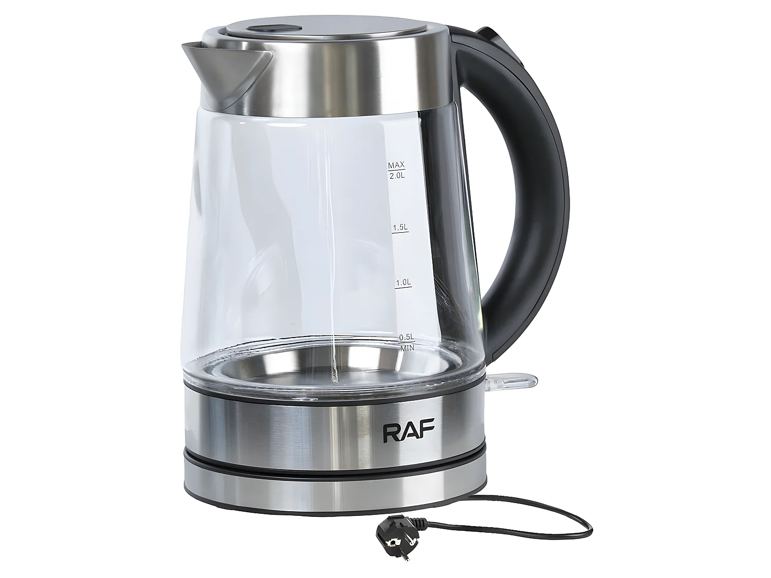 Bouilloire électrique translucide 2L acier chromé et verre - LUXIO