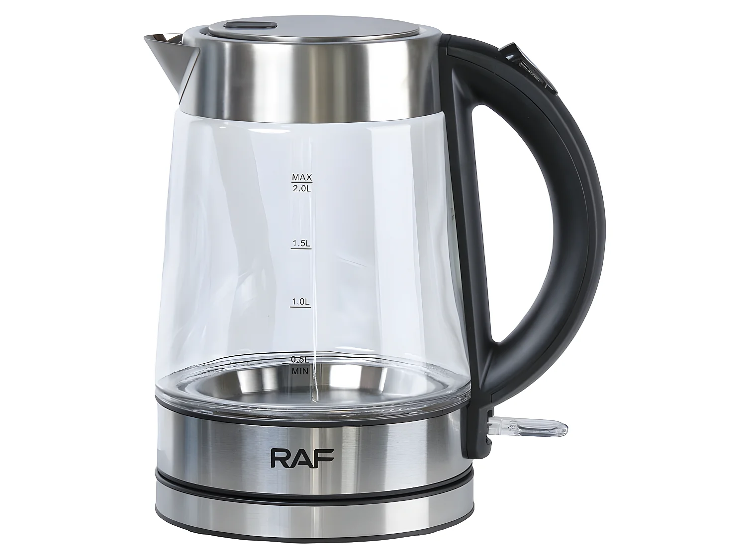 Bouilloire électrique translucide 2L acier chromé et verre - LUXIO