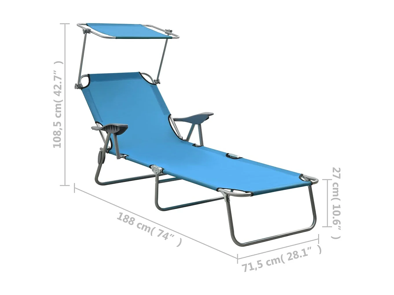 Transat chaise longue bain bleue 188 x 71.5 x 27 cm 02_0012264
