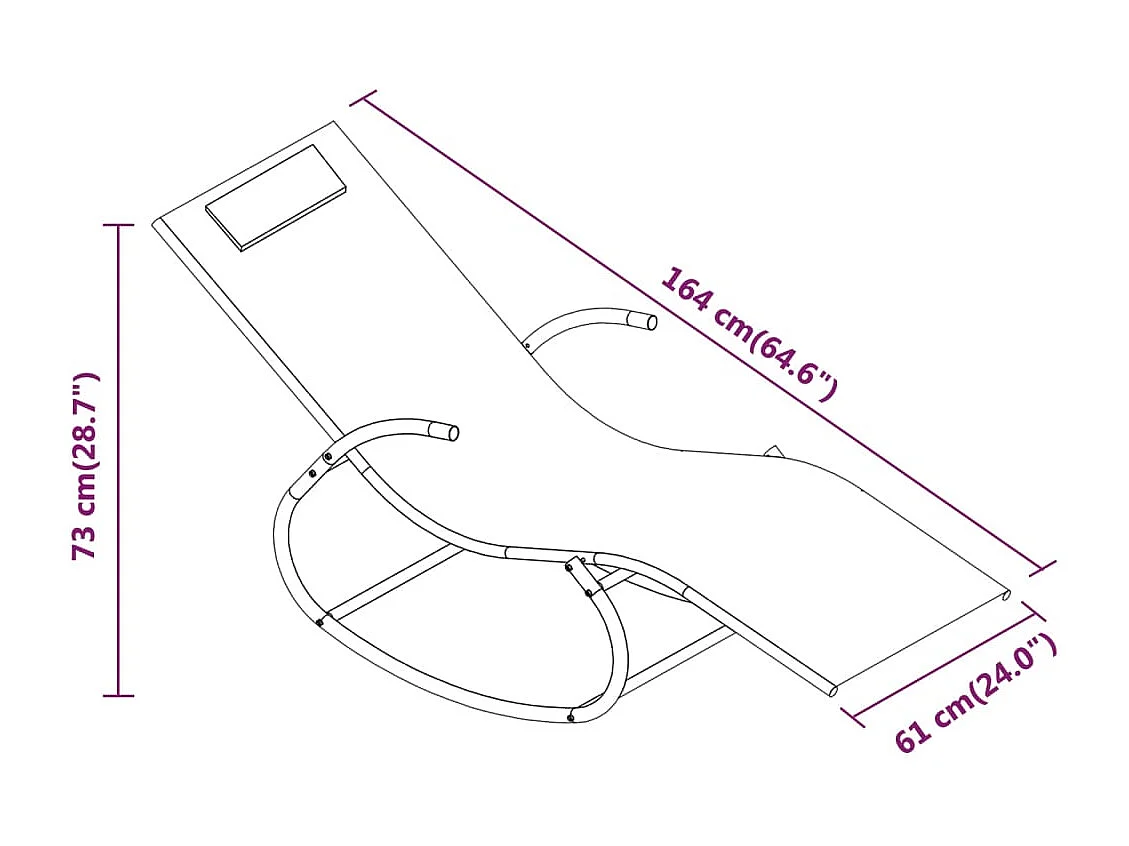 Espreguiçadeira espreguiçadeira para banhos de sol cama de jardim terraço móveis de balanço ao ar livre 164 aço e têxtil cinza 02_0012973