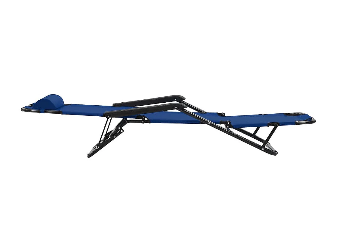 Espreguiçadeiras dobráveis ​​2 peças com apoio para os pés em aço azul 02_0011941