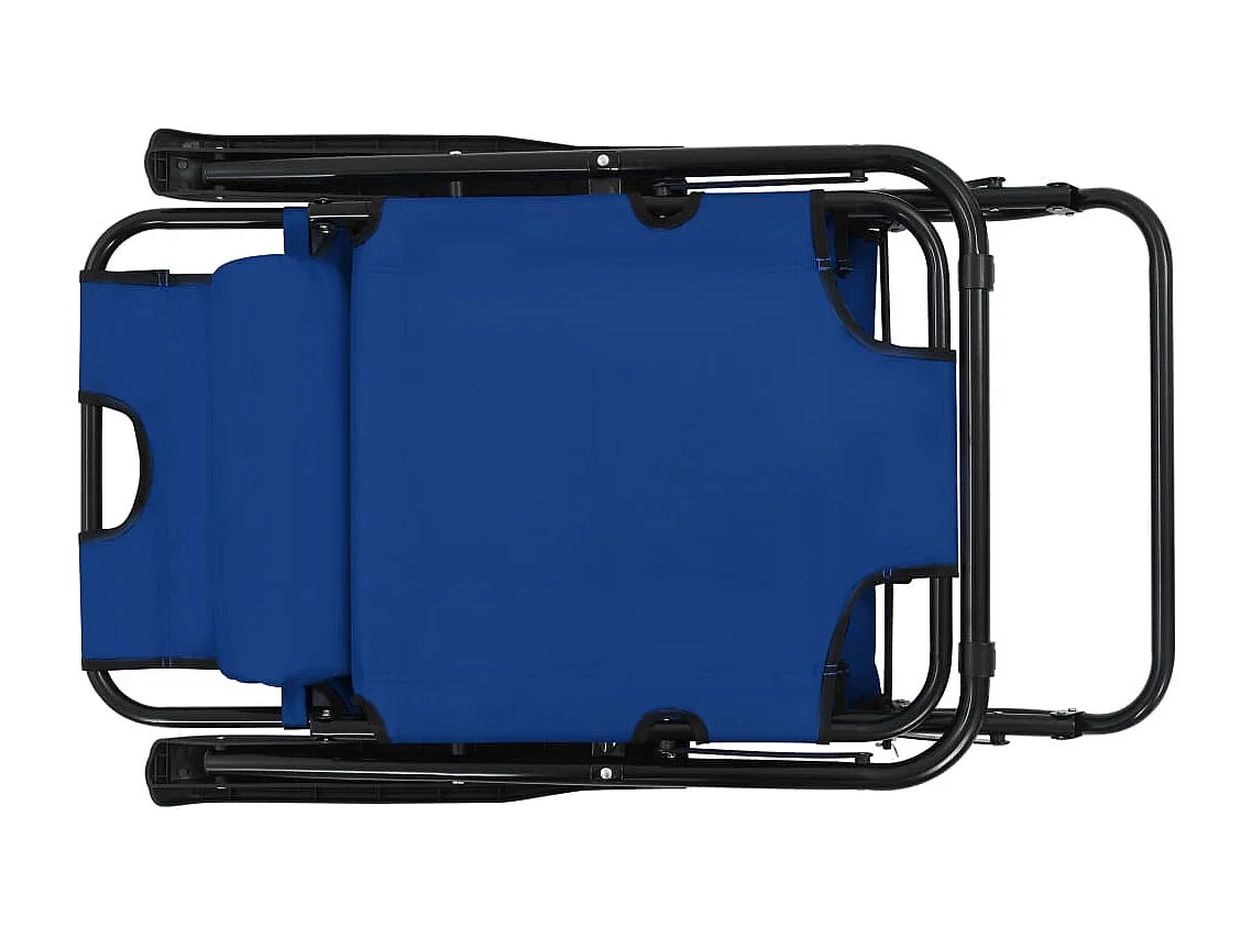 Espreguiçadeiras dobráveis ​​2 peças com apoio para os pés em aço azul 02_0011941