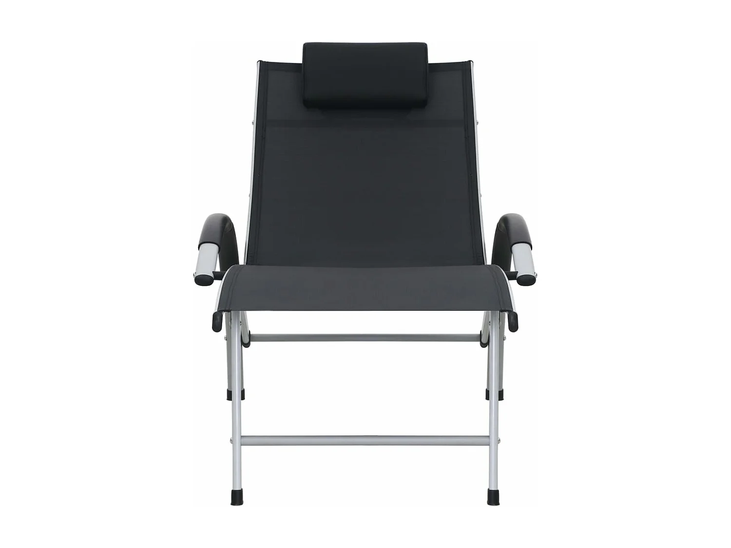 Tumbona tumbona para tomar el sol cama de jardín terraza muebles de exterior aluminio textilene negro 02_0012259