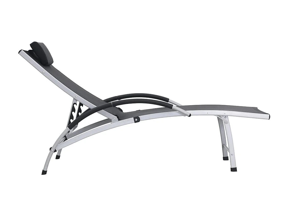 Tumbona tumbona para tomar el sol cama de jardín terraza muebles de exterior aluminio textilene negro 02_0012259