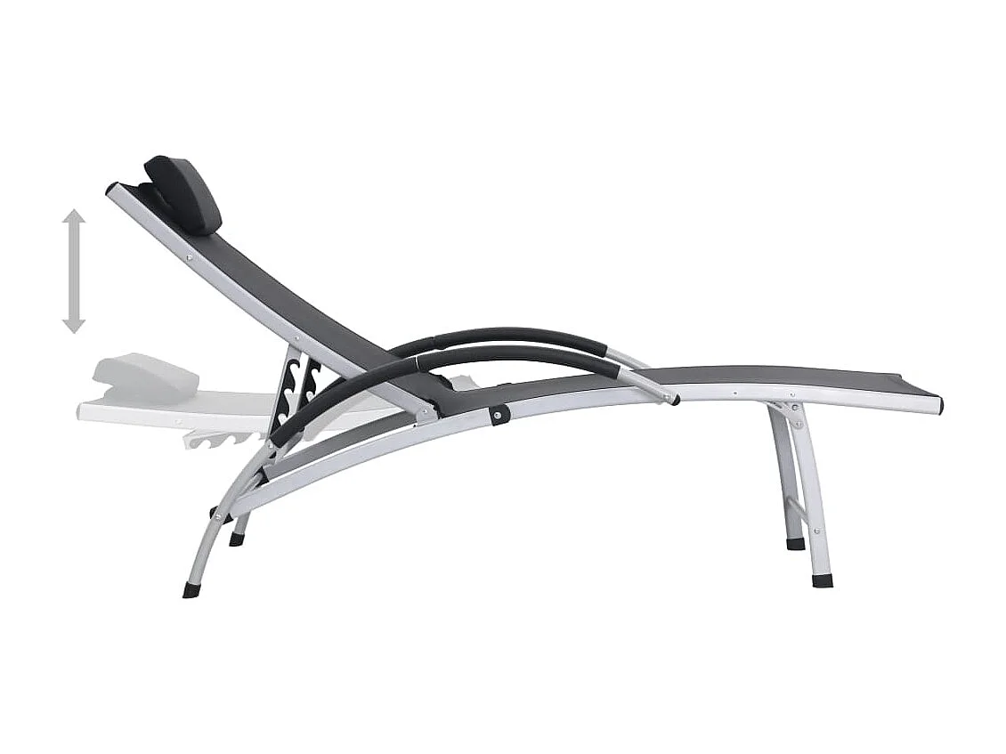 Tumbona tumbona para tomar el sol cama de jardín terraza muebles de exterior aluminio textilene negro 02_0012259