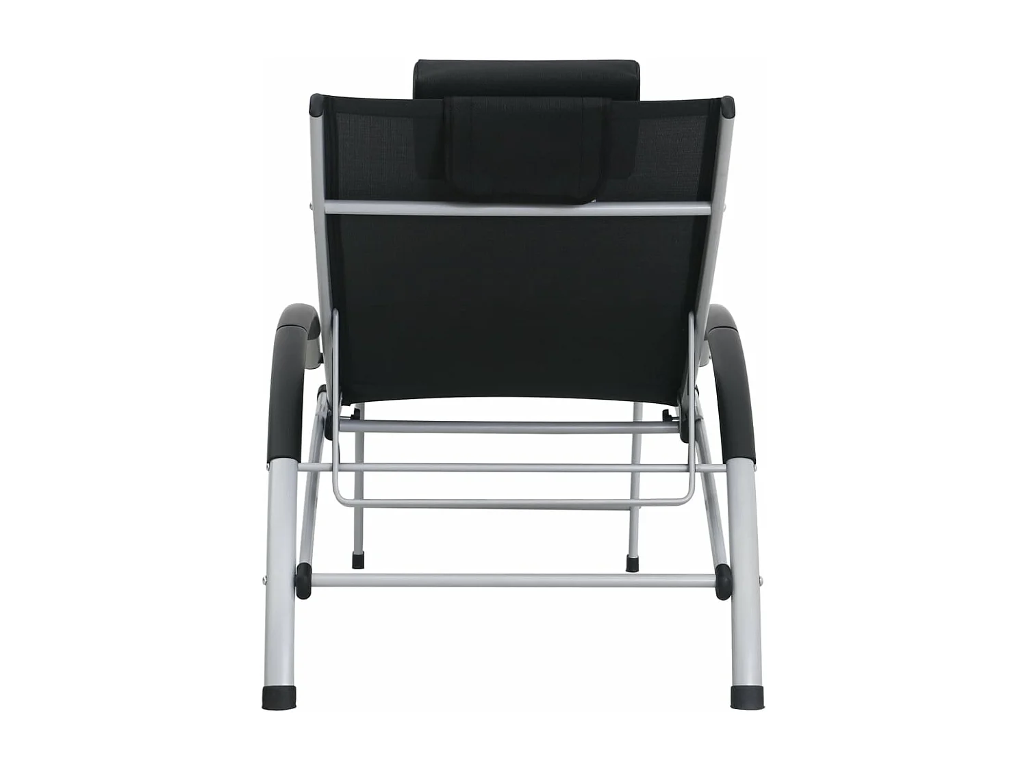 Tumbona tumbona para tomar el sol cama de jardín terraza muebles de exterior aluminio textilene negro 02_0012259