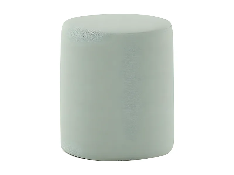 CONNIE - Pouf Rond 41cm Tissu Bouclé Vert Olive