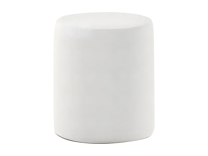 CONNIE - Pouf Rond 41cm Tissu Bouclé Blanc