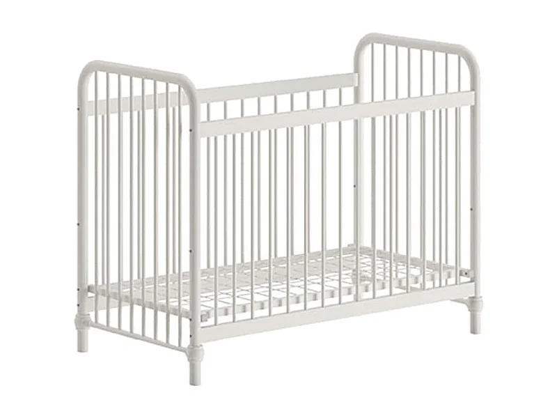 CHICAGO - Lit Bébé à Barreaux 60x120cm Hauteur Réglable Métal Poudré Blanc
