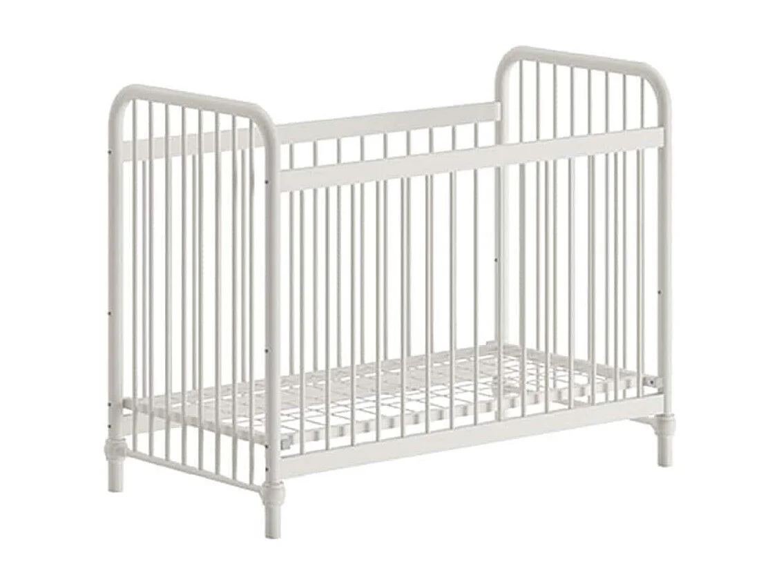 CHICAGO - Lit Bébé à Barreaux 60x120cm Hauteur Réglable Métal Poudré Blanc