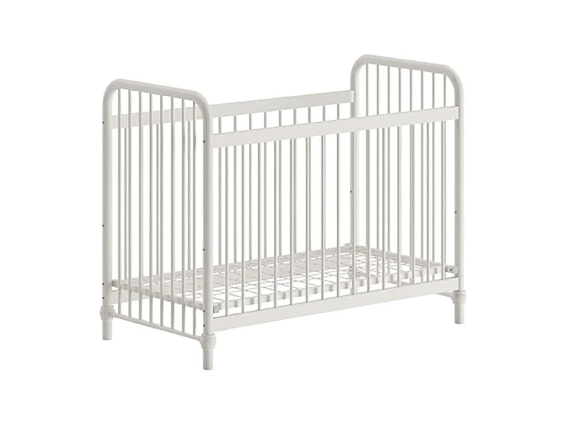 CHICAGO - Lit Bébé à Barreaux 60x120cm Hauteur Réglable Métal Poudré Blanc