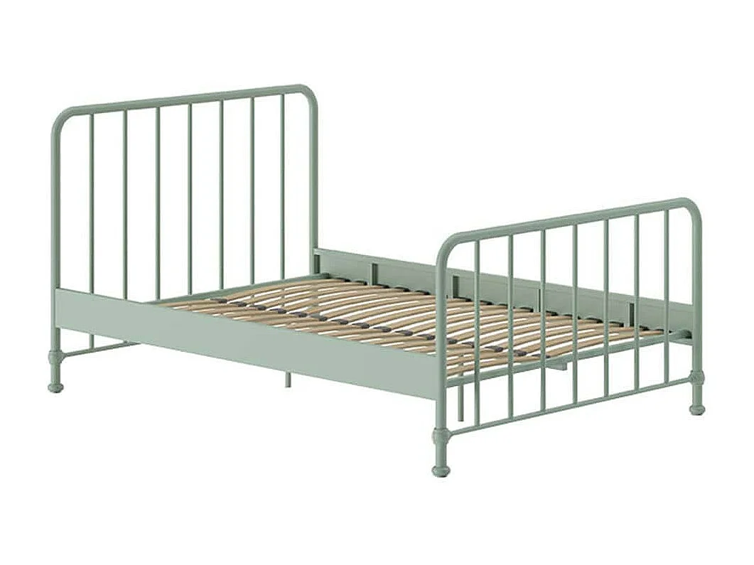 CHICAGO - Lit à Barreaux 140x200cm Métal Poudré Vert Olive