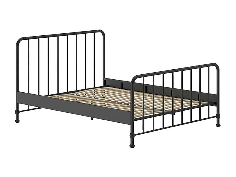 CHICAGO - Lit à Barreaux 160x200cm Métal Poudré Noir