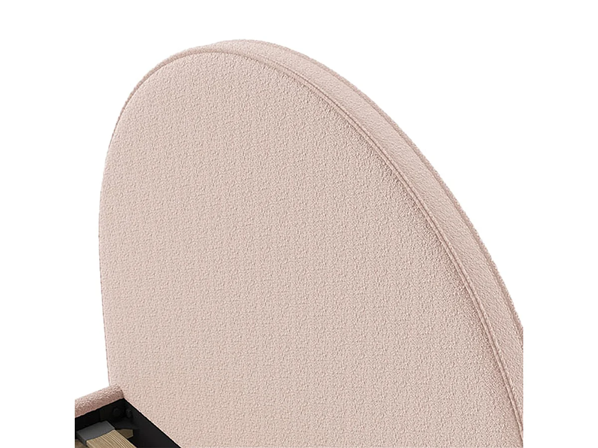 CONNIE - Lit 90x200cm Tête de Lit Demi-Lune Tissu Bouclé Rose