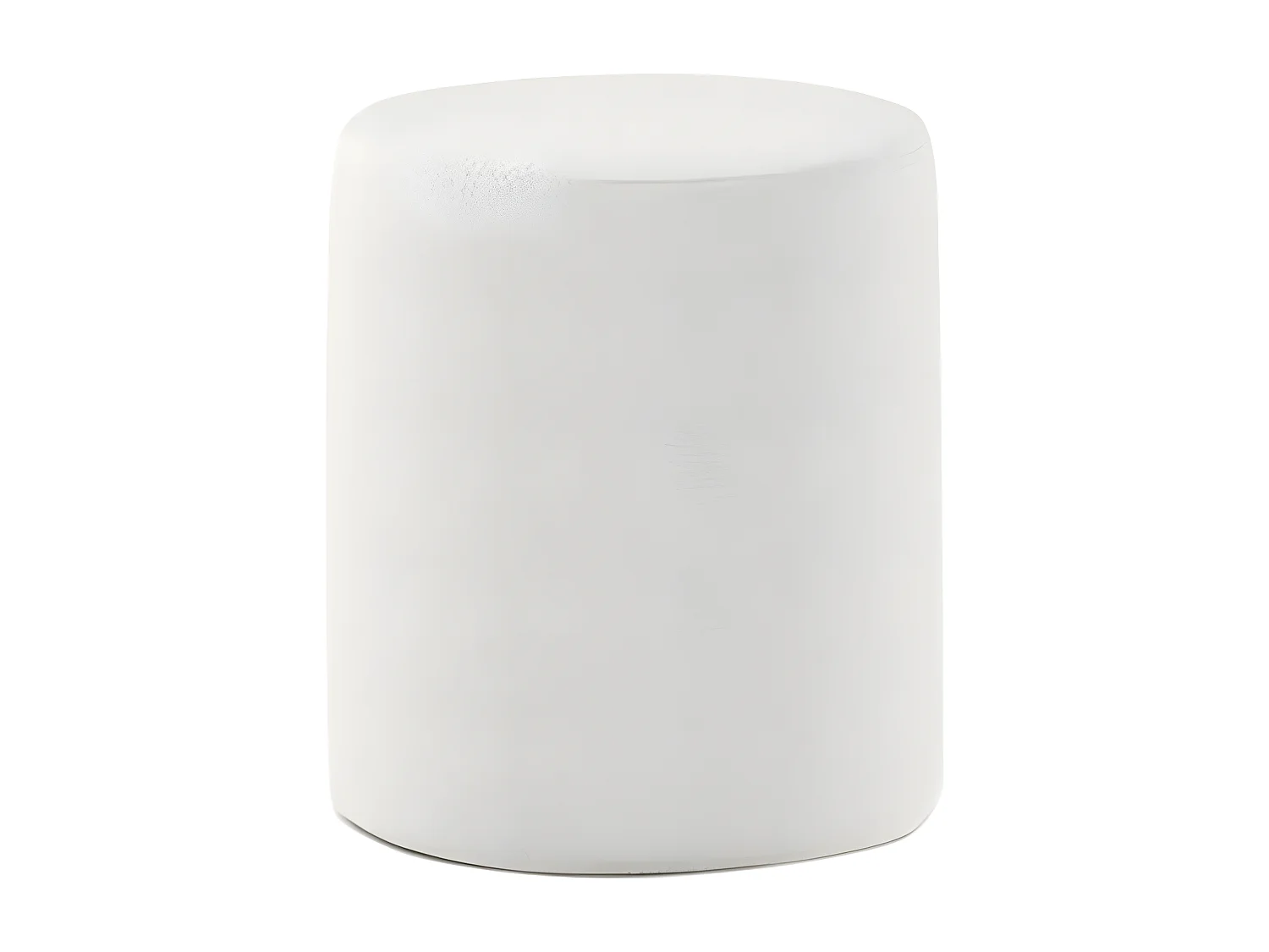 CONNIE - Pack Lit 90x200cm Tête Demi-Lune + Pouf Tissu Bouclé Blanc