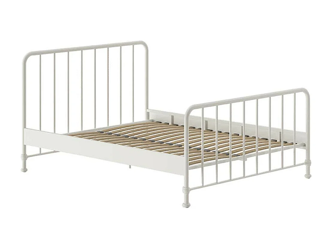 CHICAGO - Lit à Barreaux 160x200cm Métal Poudré Blanc
